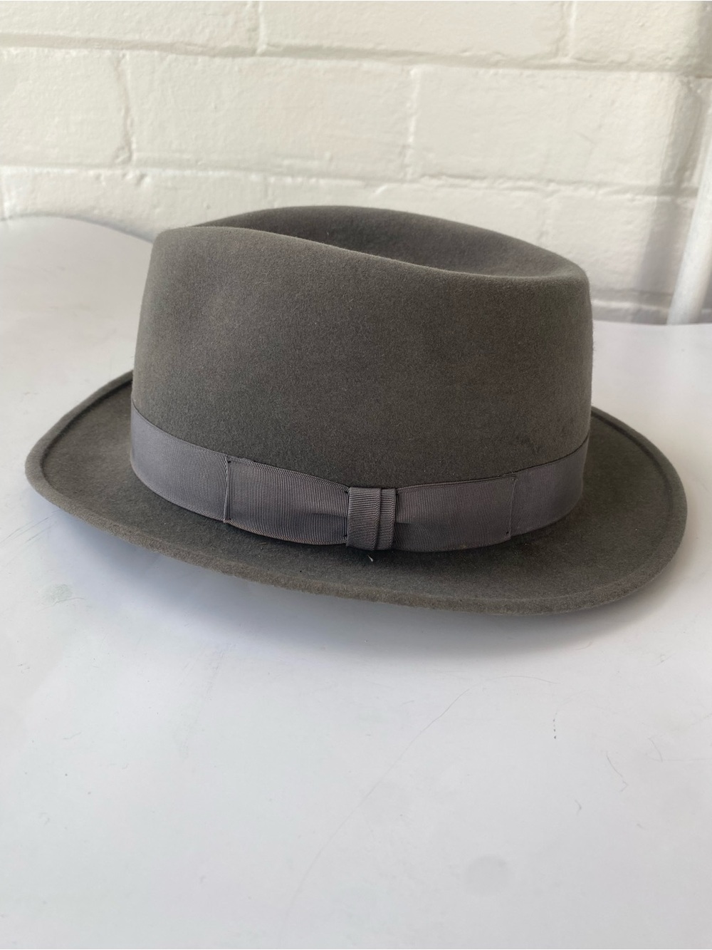 50s 60s Classic Wool Fedora Hat in Gray